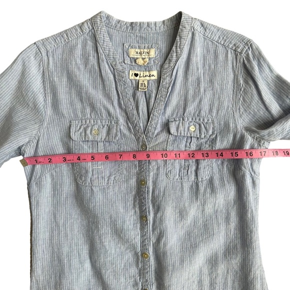 Malvin Hamburg Germany Blue Stripe Linen Shirt Dress Size: 6 Small - Picture 7 of 12